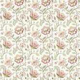 Vintage Pink Green Floral Jaal Printed Fabric Material